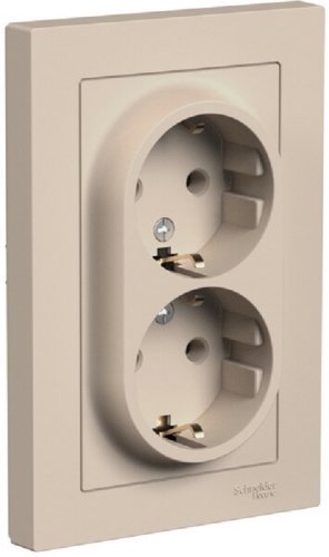 Розетка с заземлением Systeme Electric AtlasDesign 1-м. 2 мод. песочный картинка